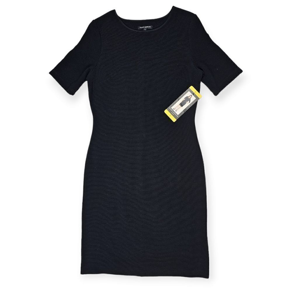 Mario Serrani Italy Black Short‎ Sleeve Midi Dress Women's Size Small
